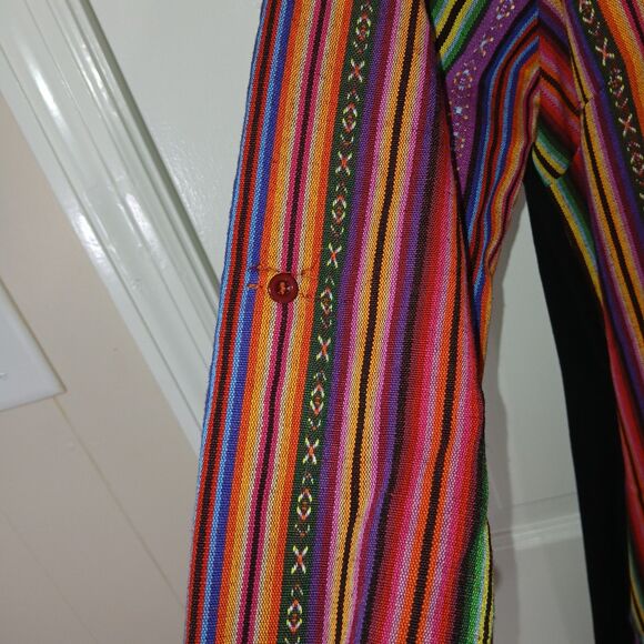 Andrée by UNIT Bohemian Embroidered Floral Striped Buttons Maxi Dress S Hippie - Picture 13 of 16